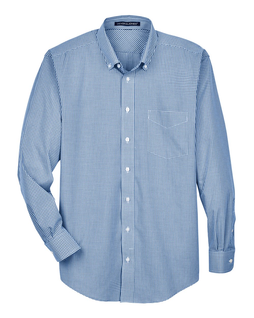 Devon & Jones Men's Crown Collection® Gingham Check Woven Dress Shirt. D640 - French Blue