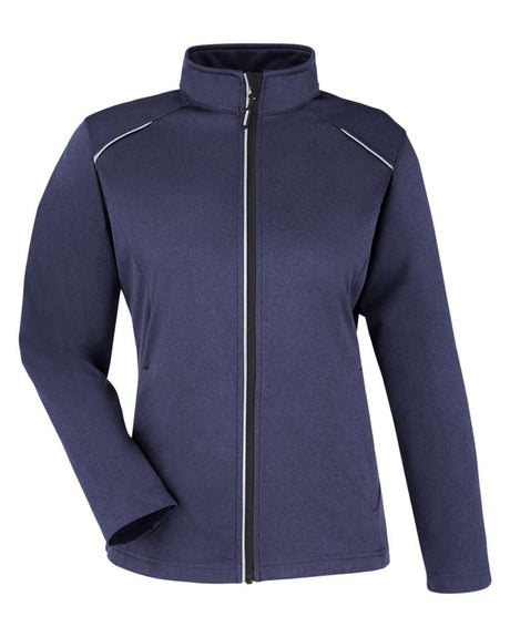 CORE365 Women's Techno Lite Three-Layer Knit Tech-Shell. CE708W - Classic Navy Heather