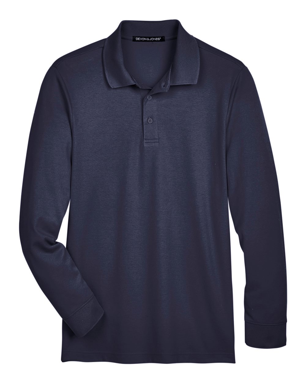 Devon & Jones Men's CrownLux Performance® Plaited Long Sleeve Polo. DG20L - Navy