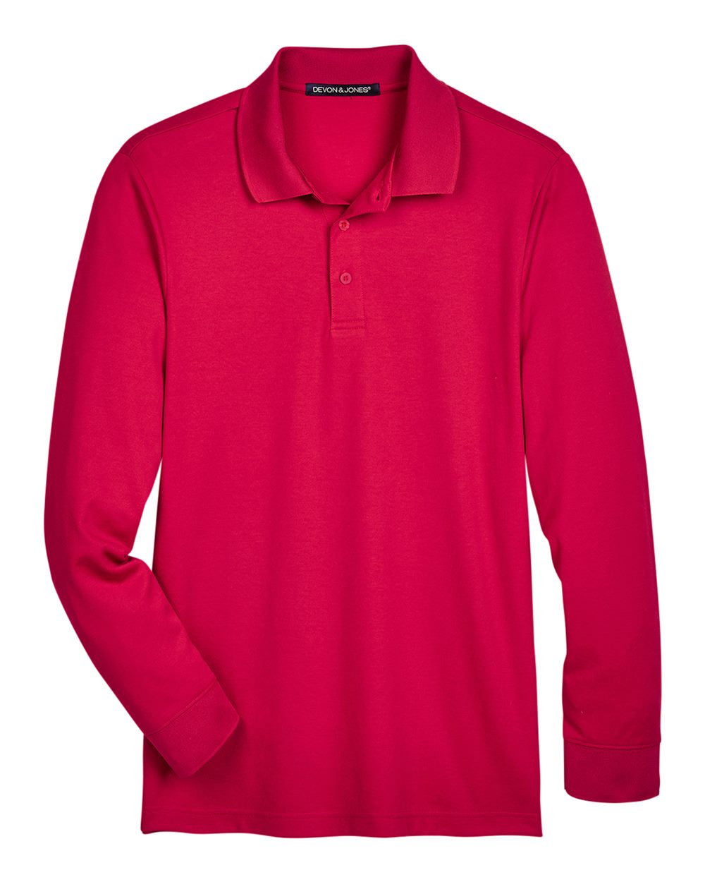 Devon & Jones Men's CrownLux Performance® Plaited Long Sleeve Polo. DG20L - Red