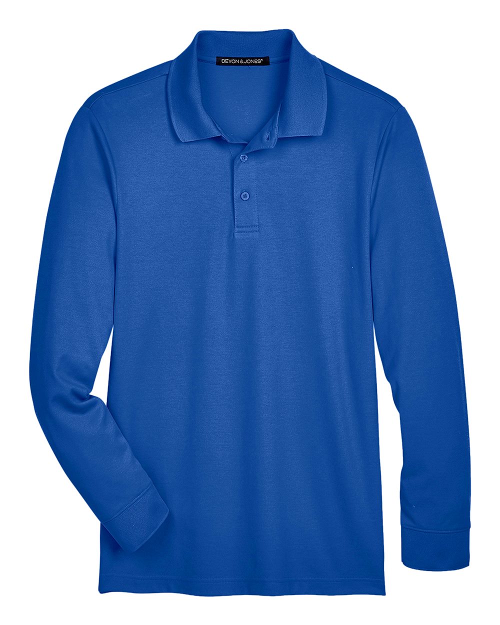 Devon & Jones Men's CrownLux Performance® Plaited Long Sleeve Polo. DG20L - True Royal