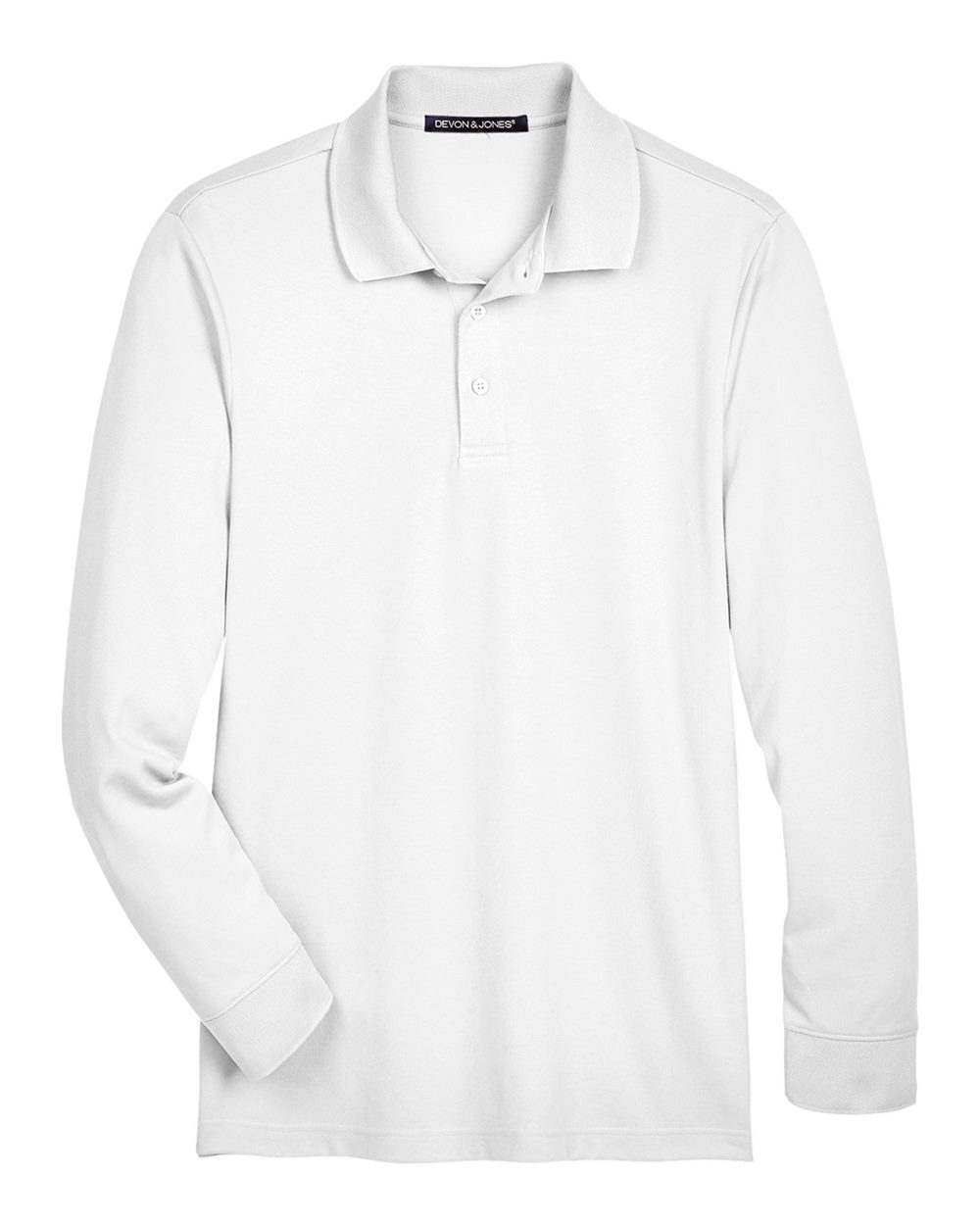 Devon & Jones Men's CrownLux Performance® Plaited Long Sleeve Polo. DG20L - White