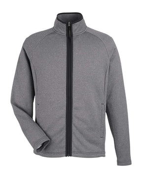 CORE365 Men's Venture Heathered Stripe Full-Zip Jacket. CE72 - Black/ White