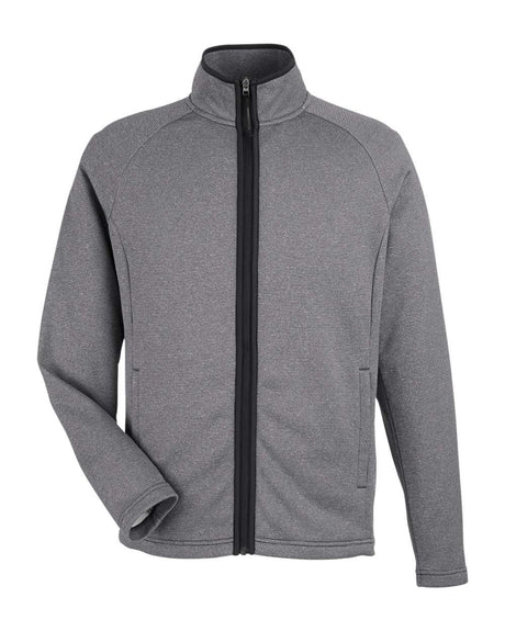 CORE365 Men's Venture Heathered Stripe Full-Zip Jacket. CE72 - Black/ White