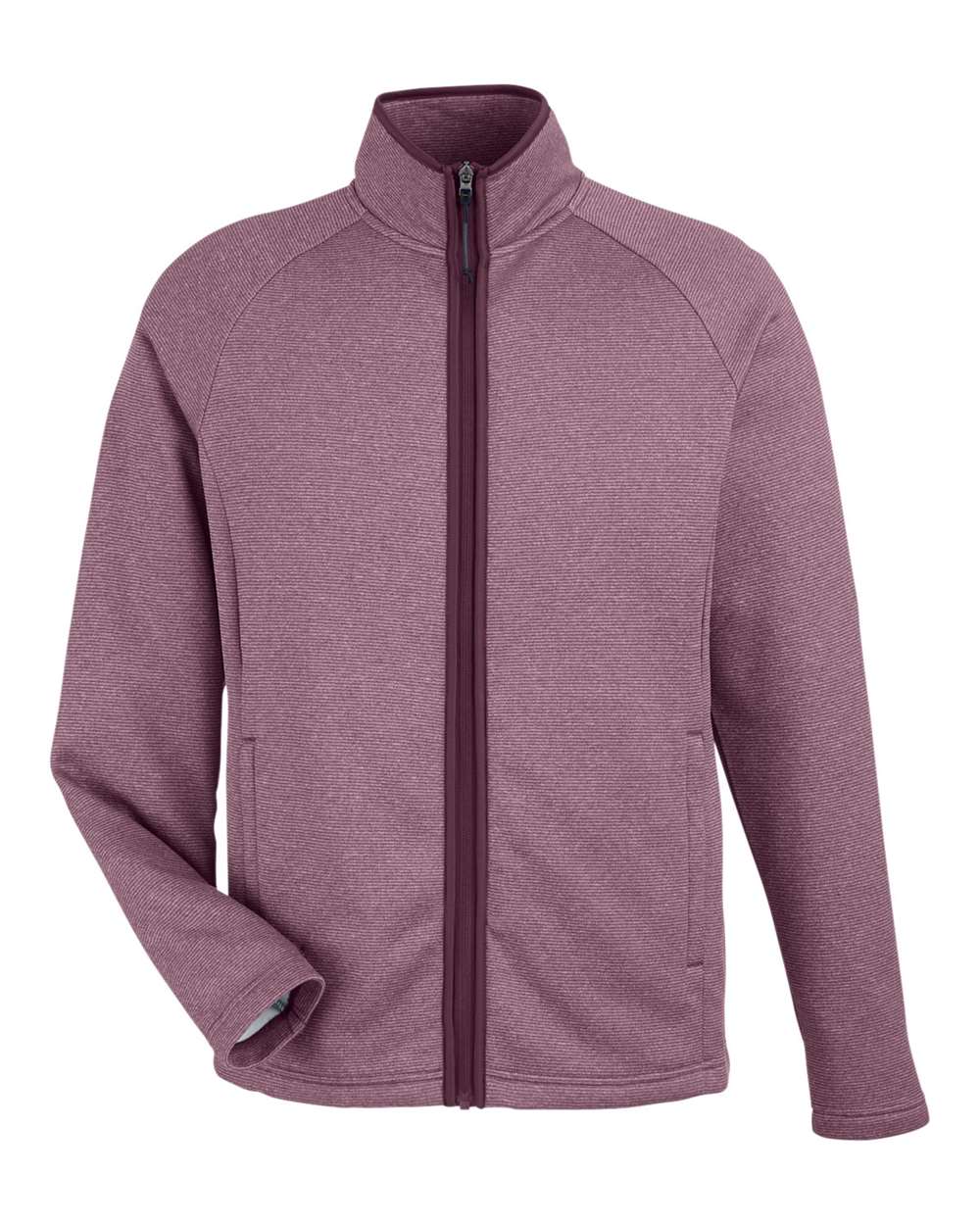 CORE365 Men's Venture Heathered Stripe Full-Zip Jacket. CE72 - Burgundy/ White