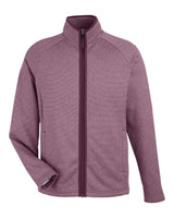 CORE365 Men's Venture Heathered Stripe Full-Zip Jacket. CE72 - Burgundy/ White