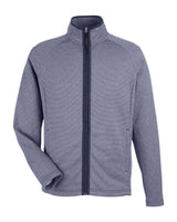 CORE365 Men's Venture Heathered Stripe Full-Zip Jacket. CE72 - Classic Navy/ White