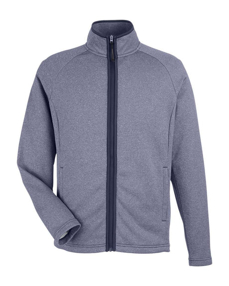 CORE365 Men's Venture Heathered Stripe Full-Zip Jacket. CE72 - Classic Navy/ White