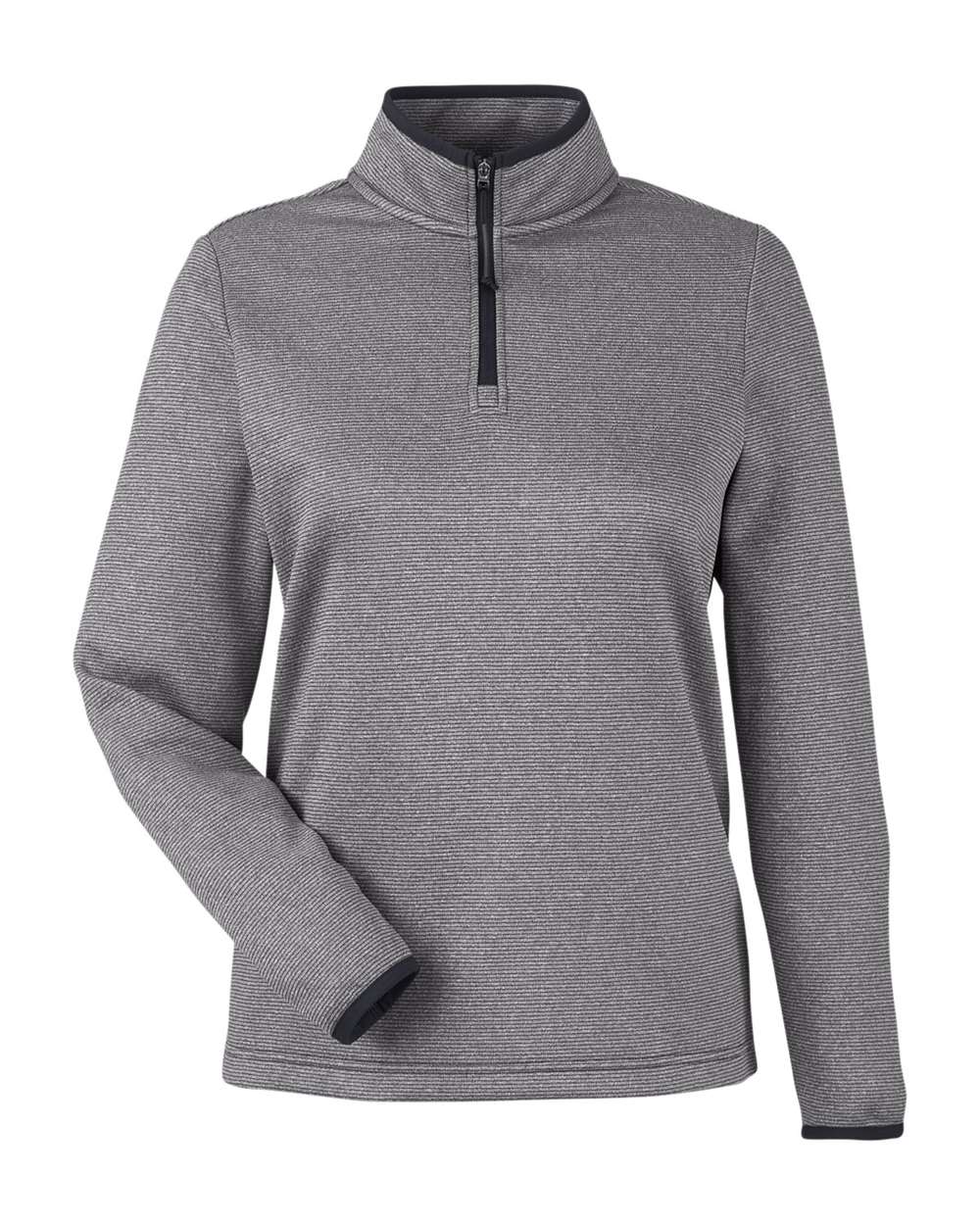 CORE365 Women's Venture Heathered Stripe Quarter-Zip Pullover. CE73W - Black/ White