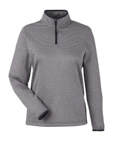 CORE365 Women's Venture Heathered Stripe Quarter-Zip Pullover. CE73W - Black/ White
