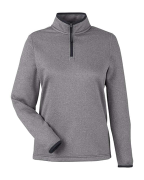 CORE365 Women's Venture Heathered Stripe Quarter-Zip Pullover. CE73W - Black/ White