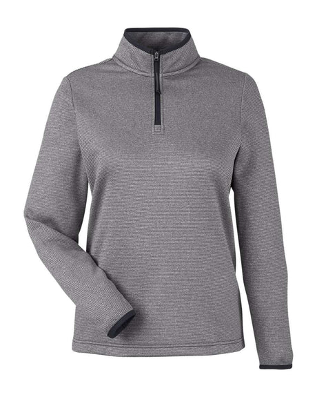 CORE365 Women's Venture Heathered Stripe Quarter-Zip Pullover. CE73W - Black/ White