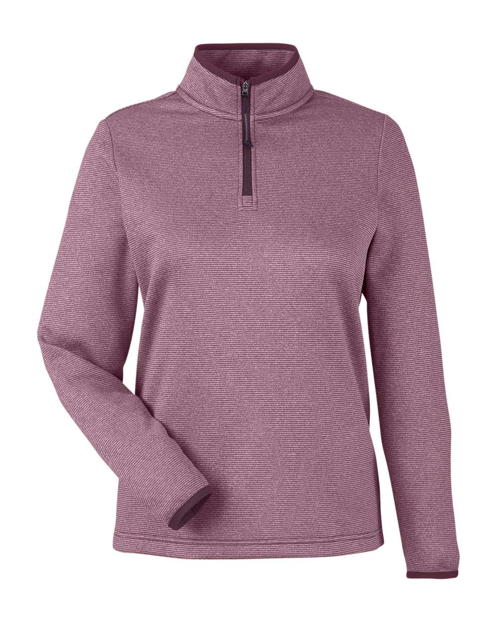 CORE365 Women's Venture Heathered Stripe Quarter-Zip Pullover. CE73W - Burgundy/ White