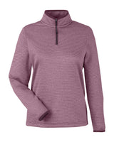 CORE365 Women's Venture Heathered Stripe Quarter-Zip Pullover. CE73W - Burgundy/ White