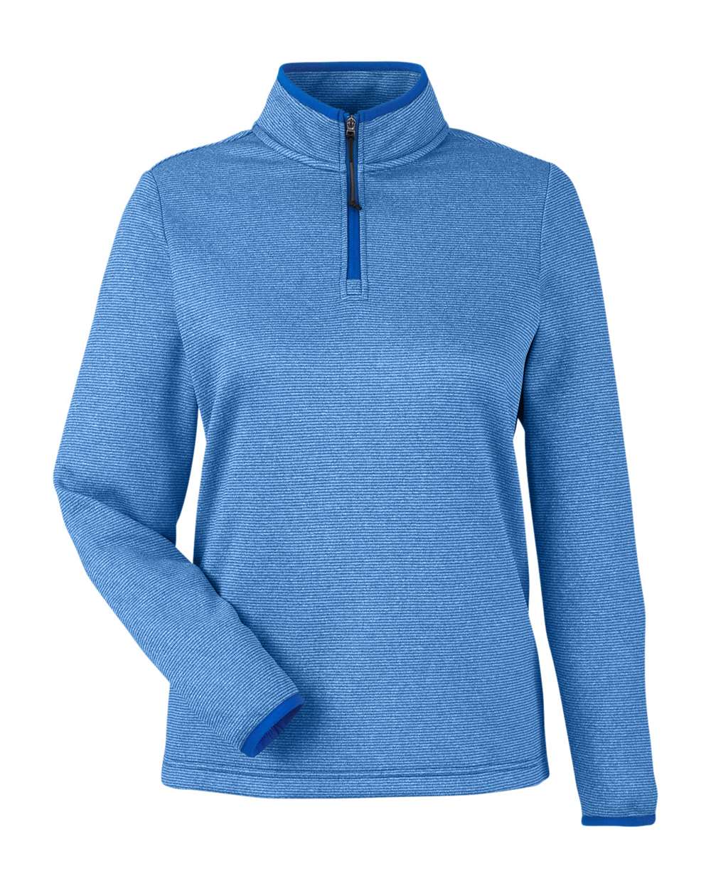 CORE365 Women's Venture Heathered Stripe Quarter-Zip Pullover. CE73W - True Royal/ White