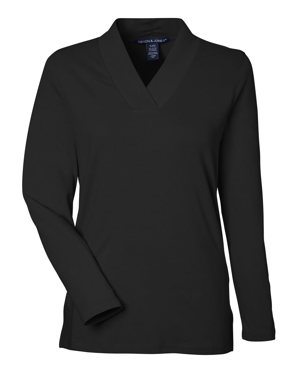 Devon & Jones Women's Raleigh Shawl Collar Knit Top. DP121W - Black