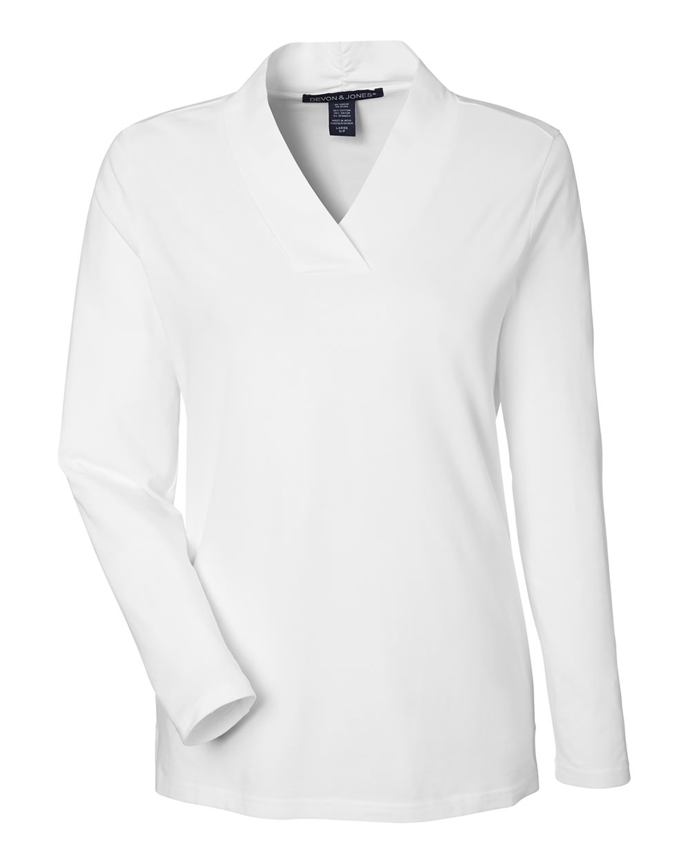 Devon & Jones Women's Raleigh Shawl Collar Knit Top. DP121W - White