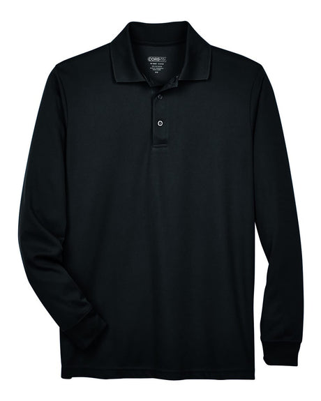 CORE365 Men's Tall Pinnacle Performance Long Sleeve Piqué Polo. 88192T - Black