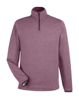 CORE365 Men's Venture Heathered Stripe Quarter-Zip Pullover. CE73 - Burgundy/ White