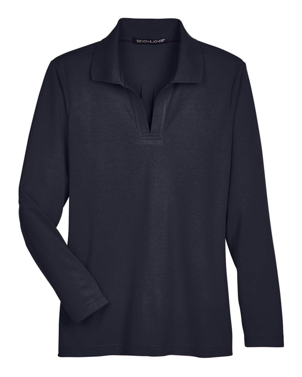 Devon & Jones Women's CrownLux Performance® Plaited Long Sleeve Polo. DG20LW - Black