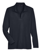 Devon & Jones Women's CrownLux Performance® Plaited Long Sleeve Polo. DG20LW - Black