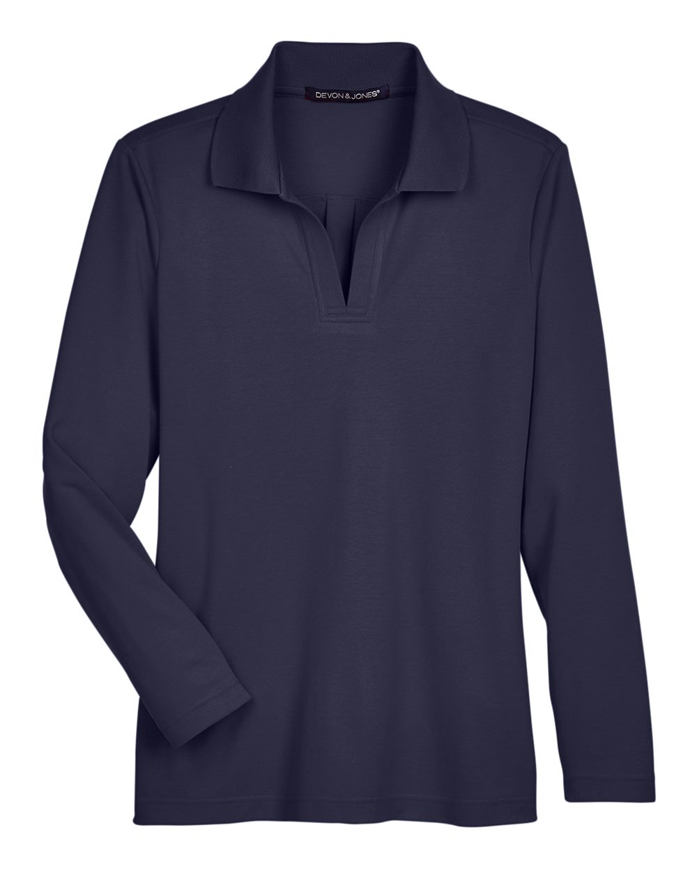 Devon & Jones Women's CrownLux Performance® Plaited Long Sleeve Polo. DG20LW - Navy