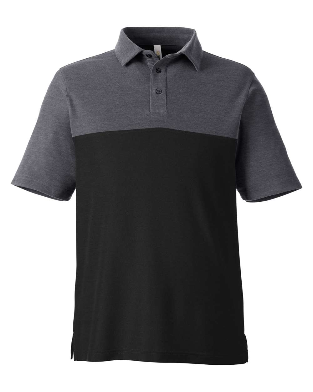 CORE365 Men's Fusion ChromaSoft™ Colorblock Polo. CE112C - Black/ Carbon Heather