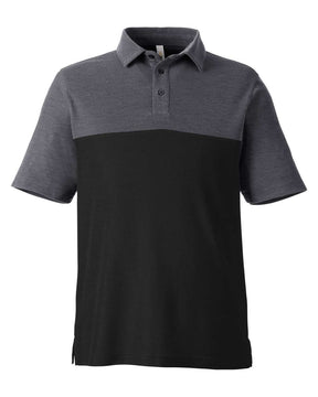 CORE365 Men's Fusion ChromaSoft™ Colorblock Polo. CE112C - Black/ Carbon Heather