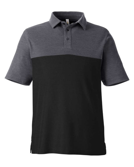CORE365 Men's Fusion ChromaSoft™ Colorblock Polo. CE112C - Black/ Carbon Heather