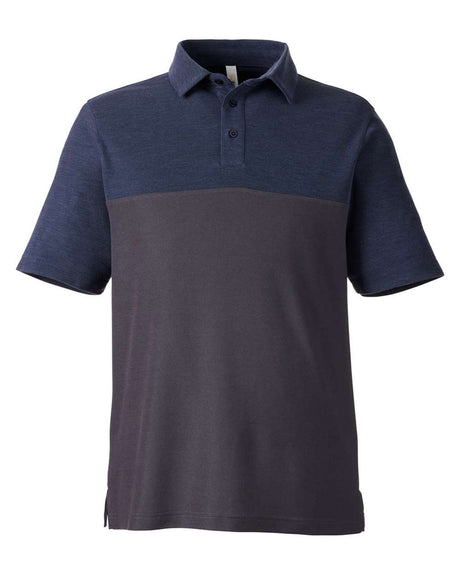 CORE365 Men's Fusion ChromaSoft™ Colorblock Polo. CE112C - Carbon/ Classic Navy Heather