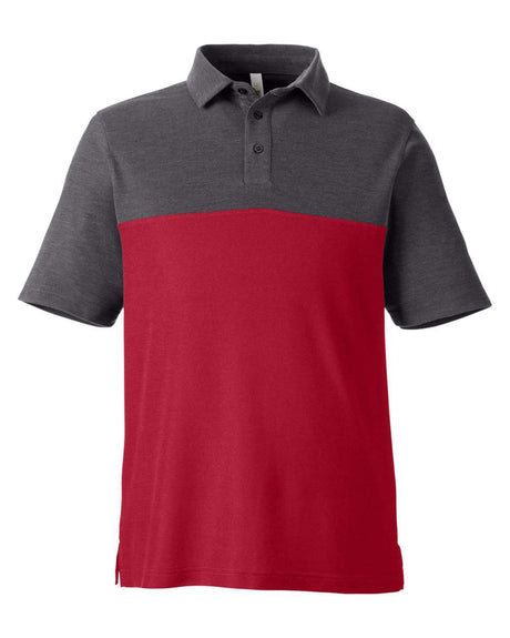 CORE365 Men's Fusion ChromaSoft™ Colorblock Polo. CE112C - Classic Red/ Carbon Heather