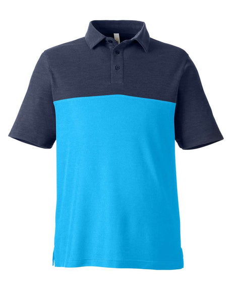 CORE365 Men's Fusion ChromaSoft™ Colorblock Polo. CE112C - Electric Blue/ Classic Navy Heather