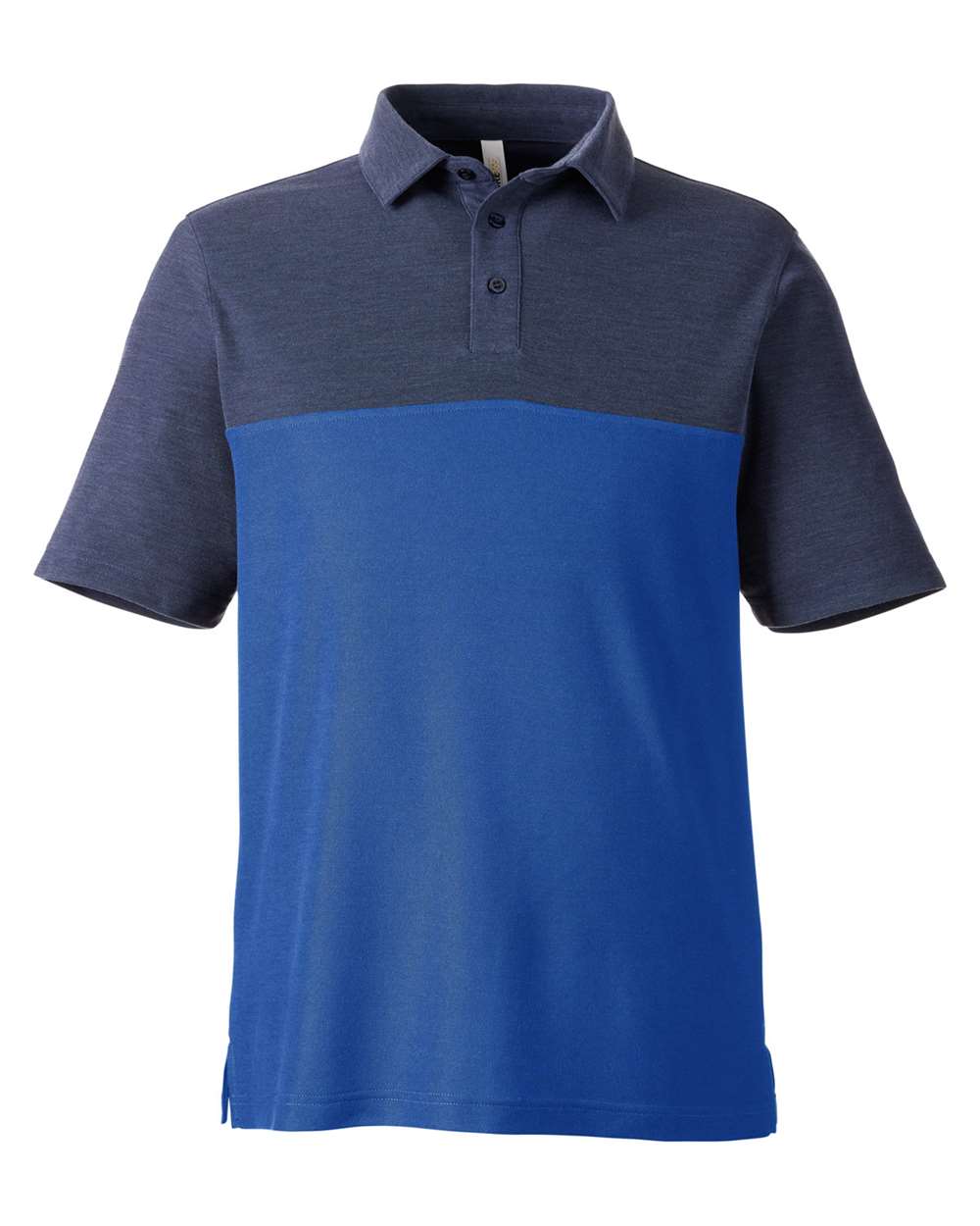 CORE365 Men's Fusion ChromaSoft™ Colorblock Polo. CE112C - True Royal/ Classic Navy Heather