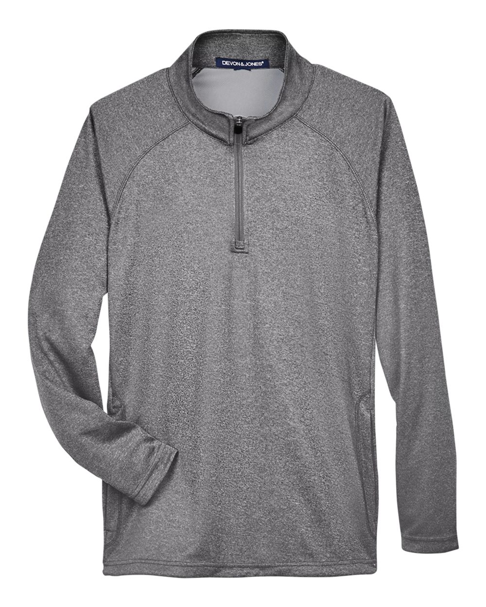 Devon & Jones Men's Stretch Tech-Shell® Compass Quarter-Zip Pullover. DG440 - Dark Grey Heather