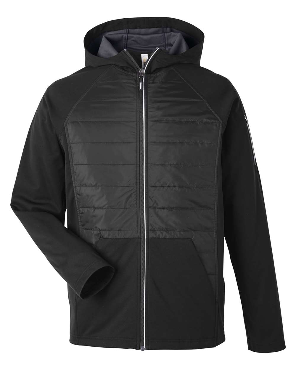 CORE365 Unisex Techno Lite Hybrid Hooded Jacket. CE808 - Black