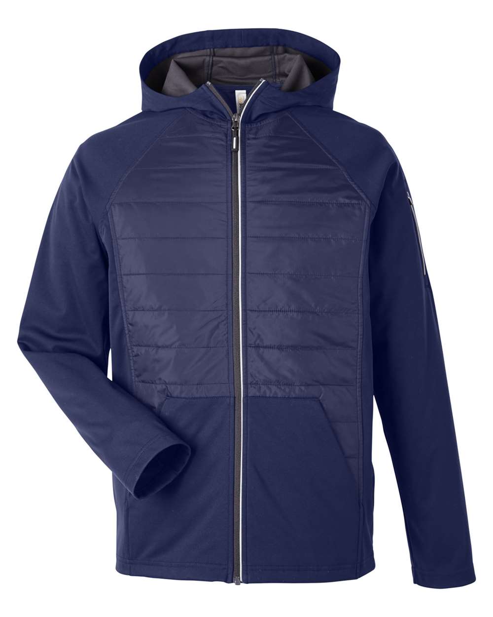CORE365 Unisex Techno Lite Hybrid Hooded Jacket. CE808 - Classic Navy