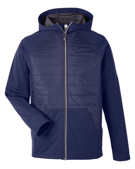 CORE365 Unisex Techno Lite Hybrid Hooded Jacket. CE808 - Classic Navy