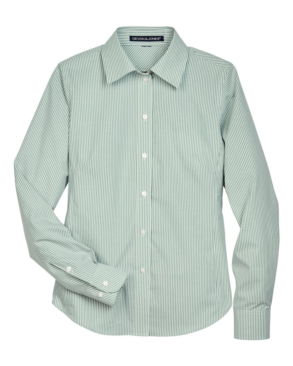 Devon & Jones Women's Crown Collection® Banker Stripe Woven Dress Shirt. D645W - Dill