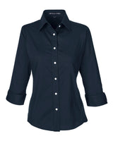 Devon & Jones Women's Perfect Fit™ Three-Quarter Sleeve Stretch Poplin Dress Shirt. DP625W - Navy