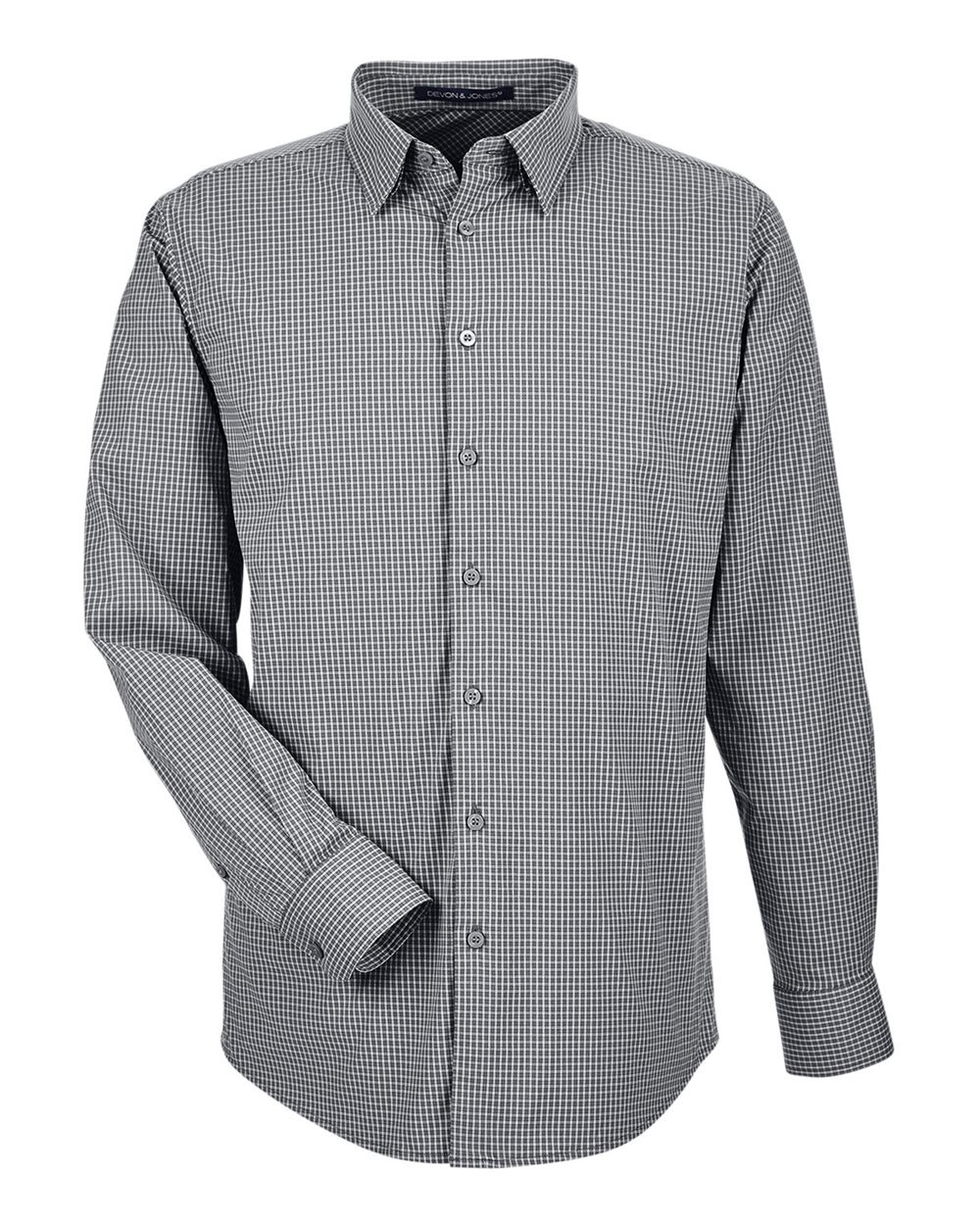 Devon & Jones Men's CrownLux Performance® Tonal Mini Check Woven Dress Shirt. DG535 - Graphite