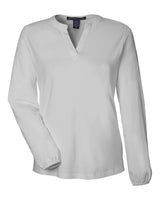 Devon & Jones Women's Raleigh Half-Placket Knit Top. DP122W - Grey