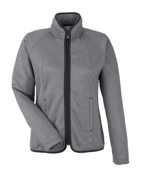 CORE365 Women's Venture Heathered Stripe Full-Zip Jacket. CE72W - Black/ White