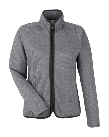 CORE365 Women's Venture Heathered Stripe Full-Zip Jacket. CE72W - Black/ White