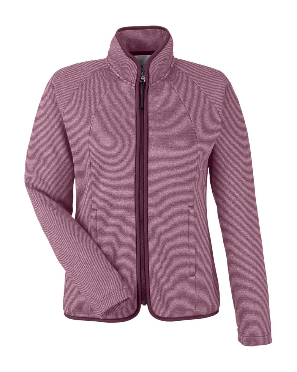 CORE365 Women's Venture Heathered Stripe Full-Zip Jacket. CE72W - Burgundy/ White