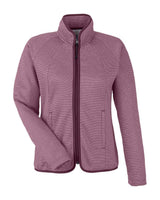 CORE365 Women's Venture Heathered Stripe Full-Zip Jacket. CE72W - Burgundy/ White