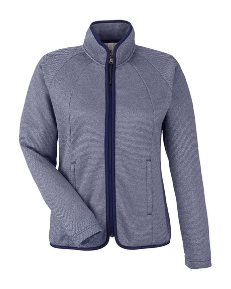 CORE365 Women's Venture Heathered Stripe Full-Zip Jacket. CE72W - Classic Navy/ White