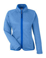 CORE365 Women's Venture Heathered Stripe Full-Zip Jacket. CE72W - True Royal/ White