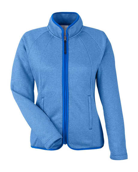 CORE365 Women's Venture Heathered Stripe Full-Zip Jacket. CE72W - True Royal/ White