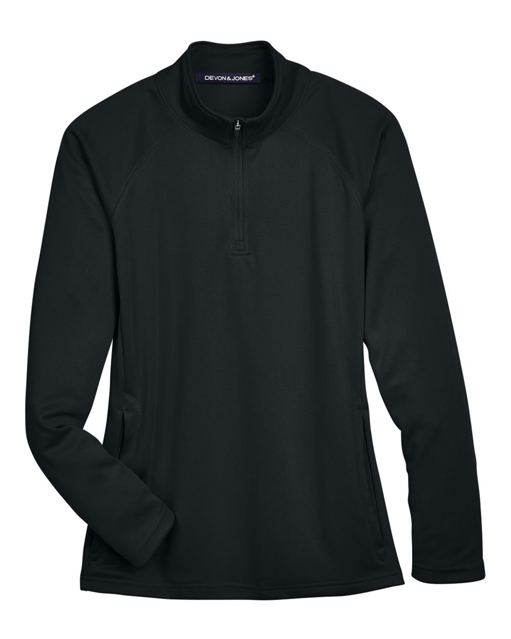 Devon & Jones Women's Stretch Tech-Shell® Compass Quarter-Zip Pullover. DG440W - Black