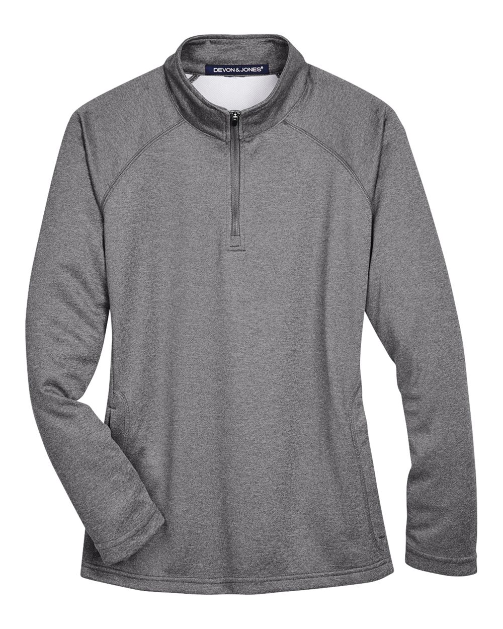 Devon & Jones Women's Stretch Tech-Shell® Compass Quarter-Zip Pullover. DG440W - Dark Grey Heather